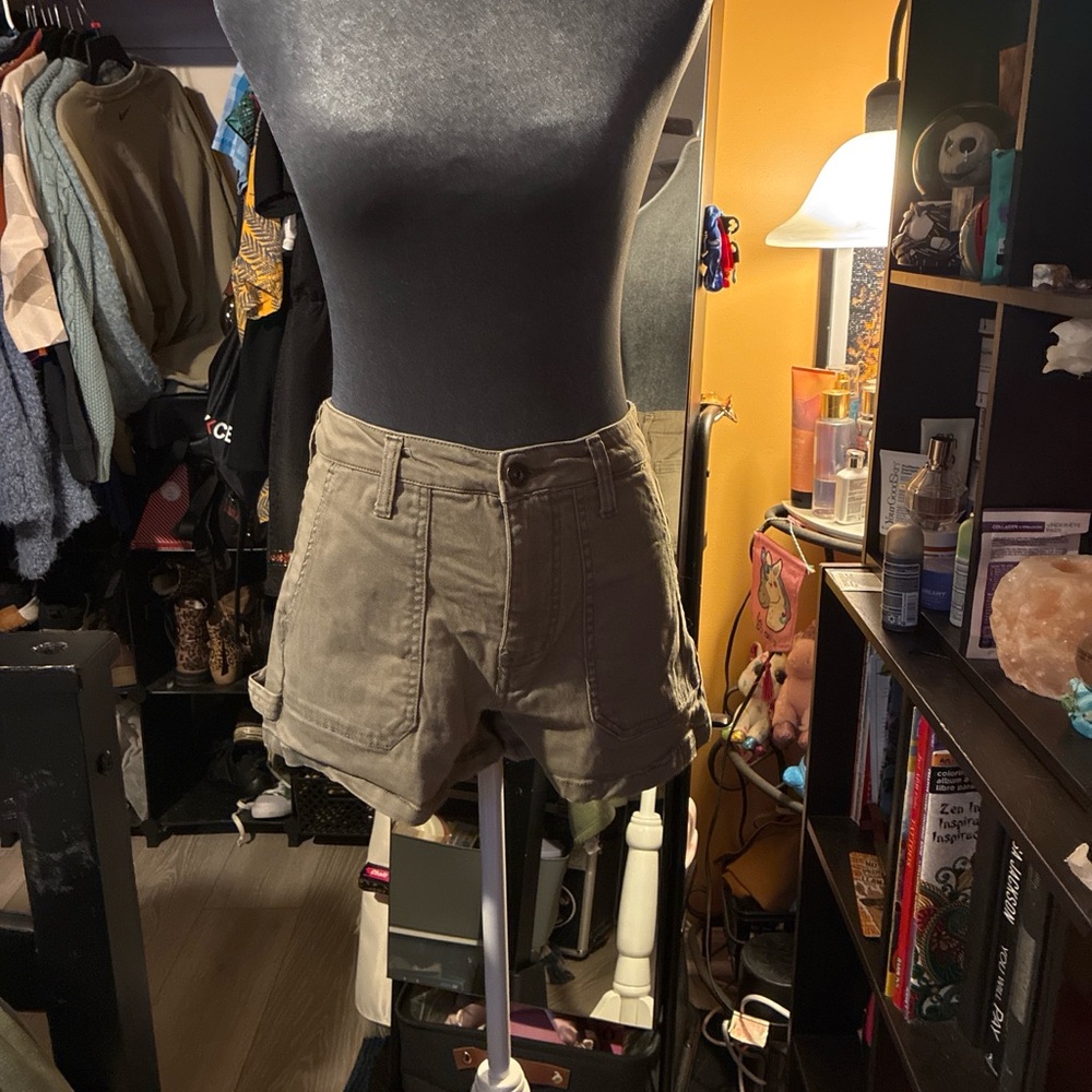 Celebrity Pink Olive Green High-Rise Utility Shorts